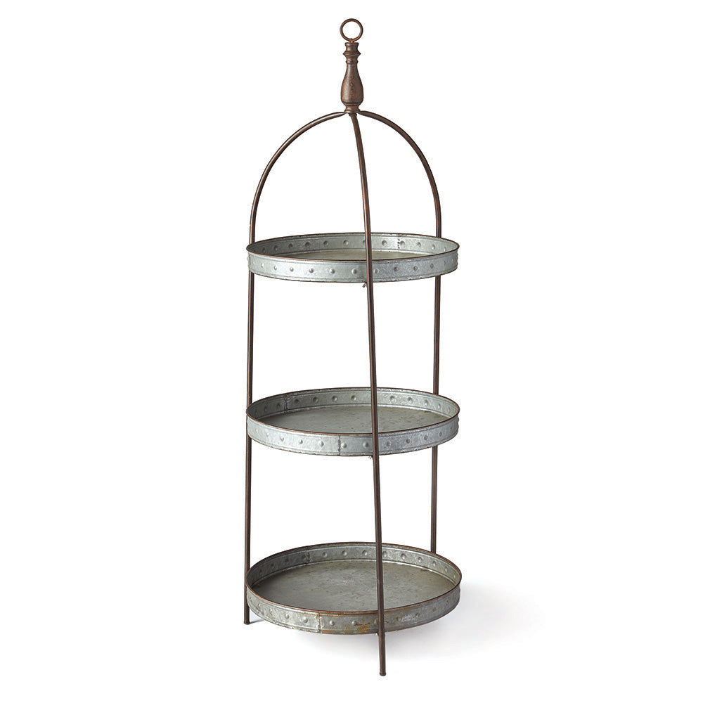 Galvanized Round 3-Tier Display Stand