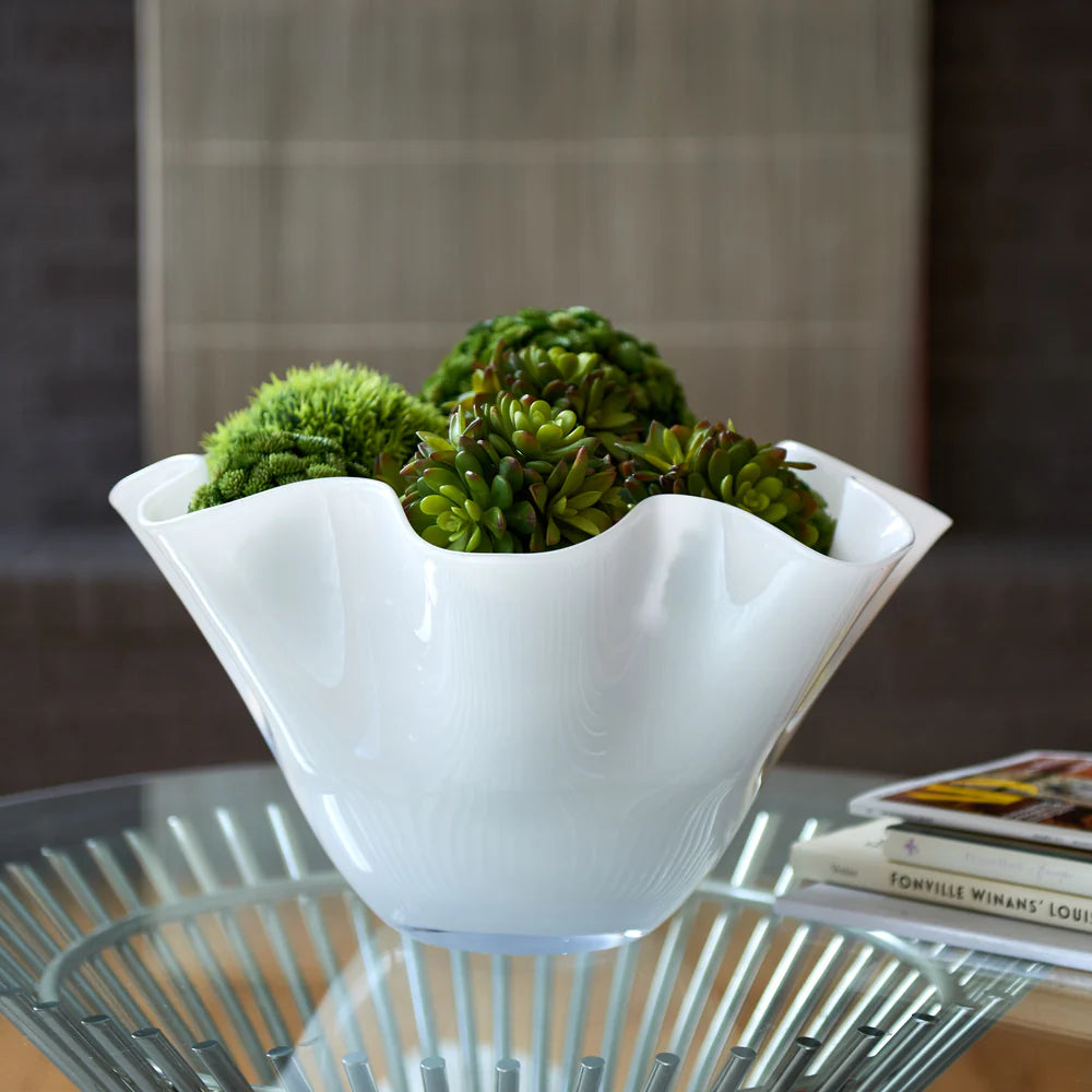 Small White Bowl with Wavy Top