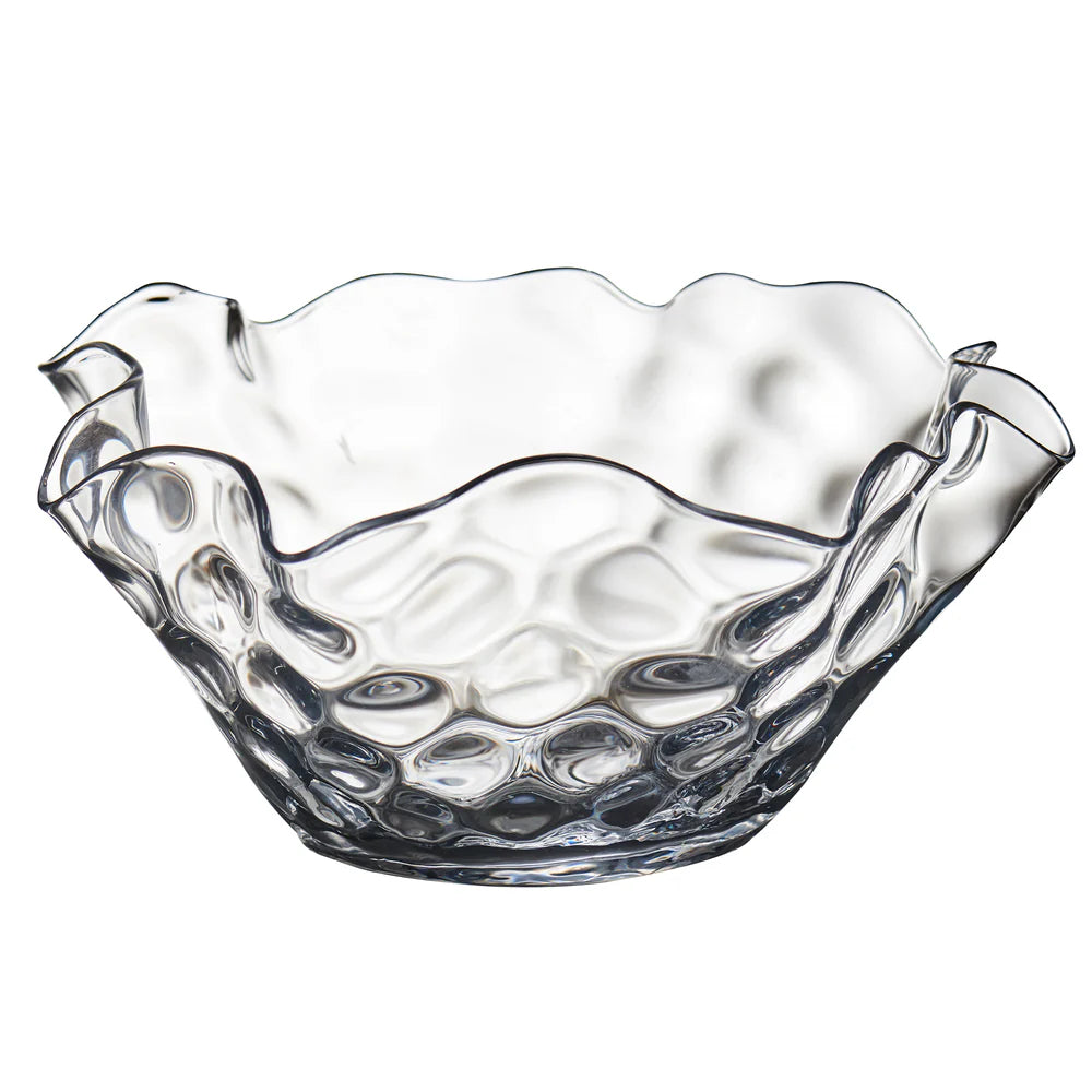 Pam Clear Dimpled Bowl with Wavy Top, Large