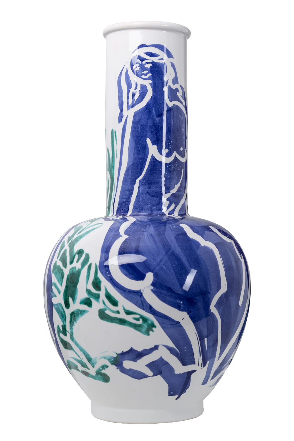 Pablo Large White Vase w/ Blue & Green