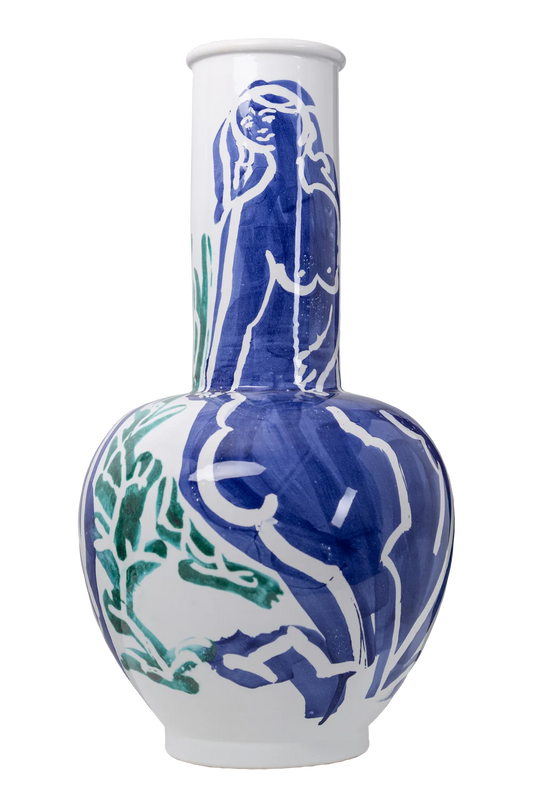 Pablo Large White Vase w/ Blue & Green