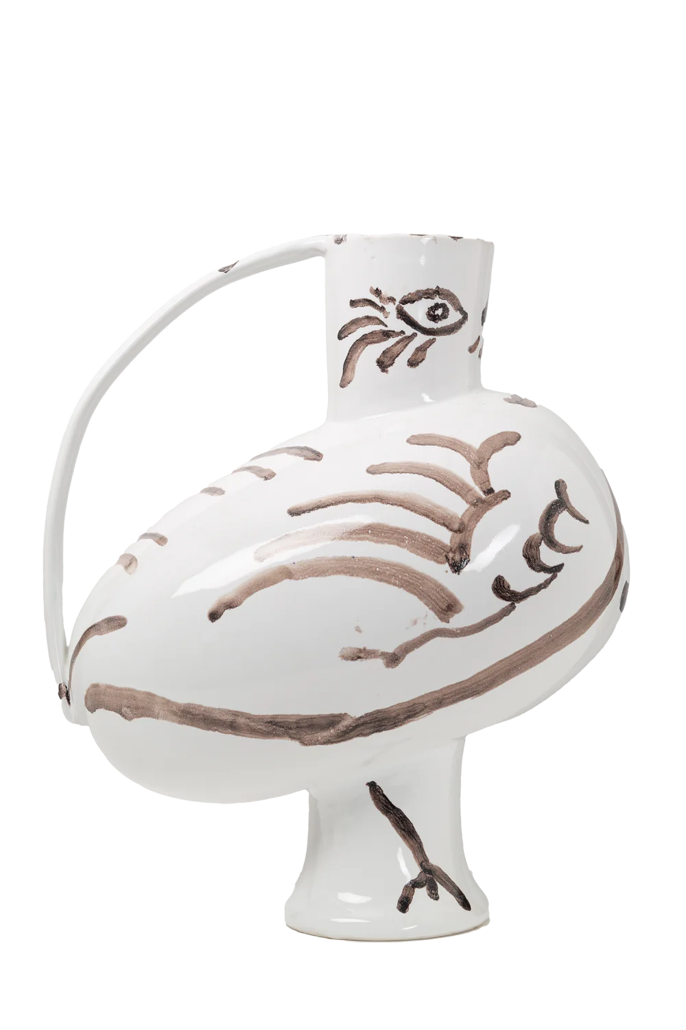 Pablo Pitcher, White w/ Dark Brown Decor