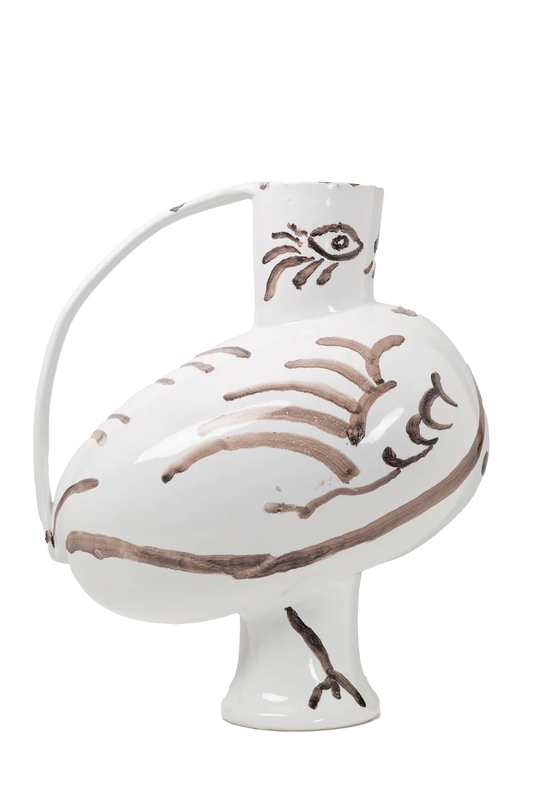 Pablo Pitcher, White w/ Dark Brown Decor