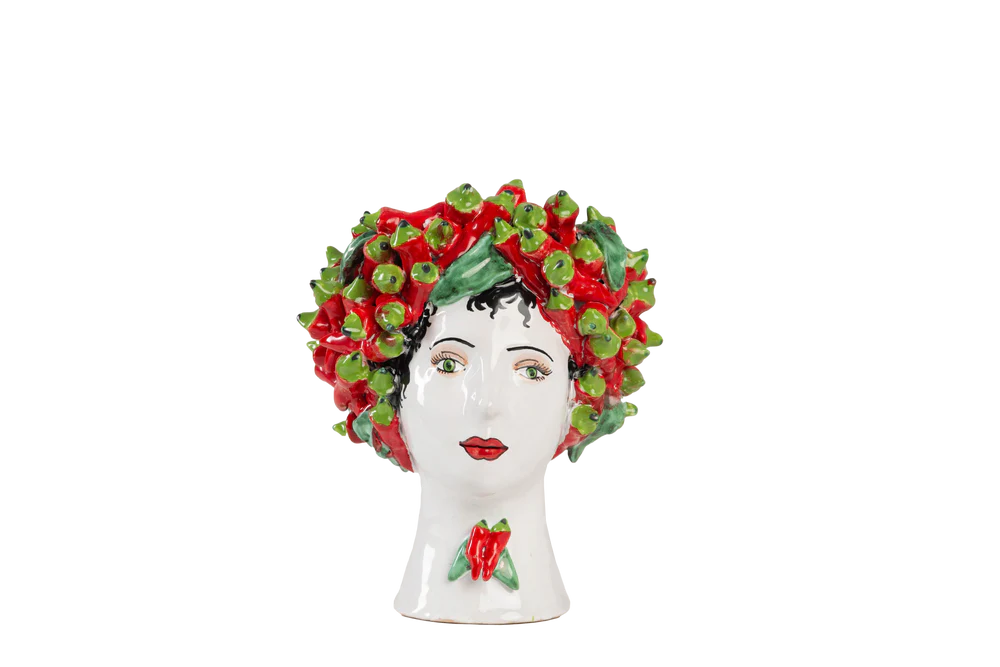 Small Ceramic Head Vase, Peppers