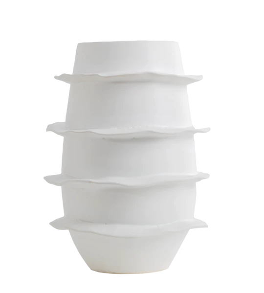 Galaxy Spiral Short Vase, Matte White