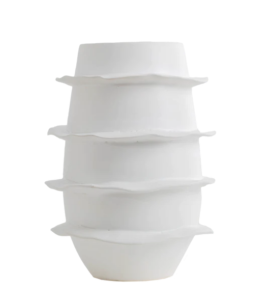 Galaxy Spiral Short Vase, Matte White