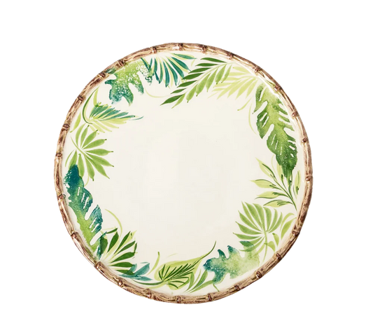 Compagnia Dinner Plate, Green Leaves w/ Bamboo, Large, Set of 4