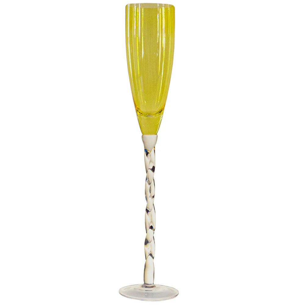 Adriana Champagne Glass, Yellow, Set of 4