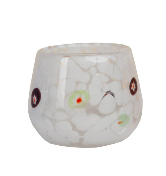 Torcello Millefiori/Stripes Votive, White (Set of 4)