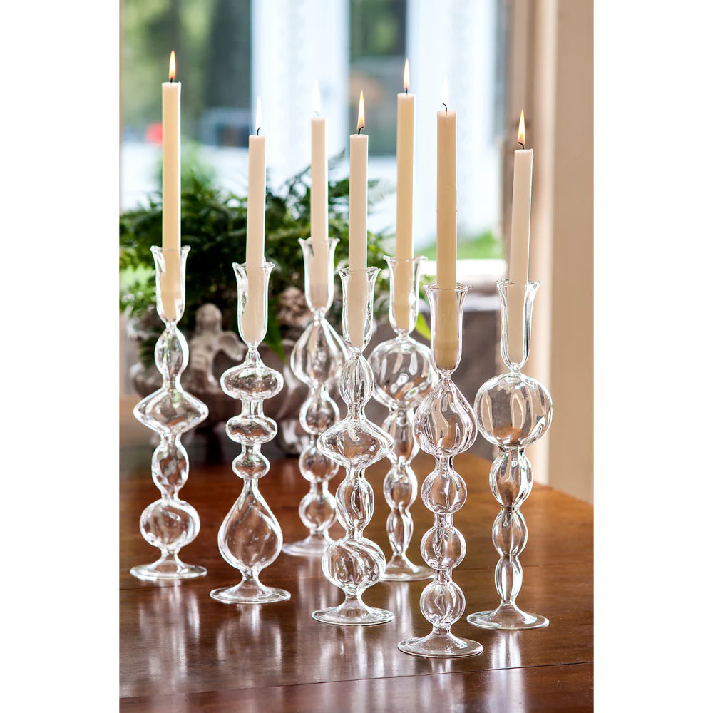 Clear Glass Candlestick with Flat Ball