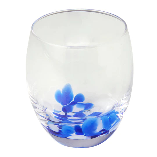 Fiesta Stemless Wine, Blue/White, Set of 4