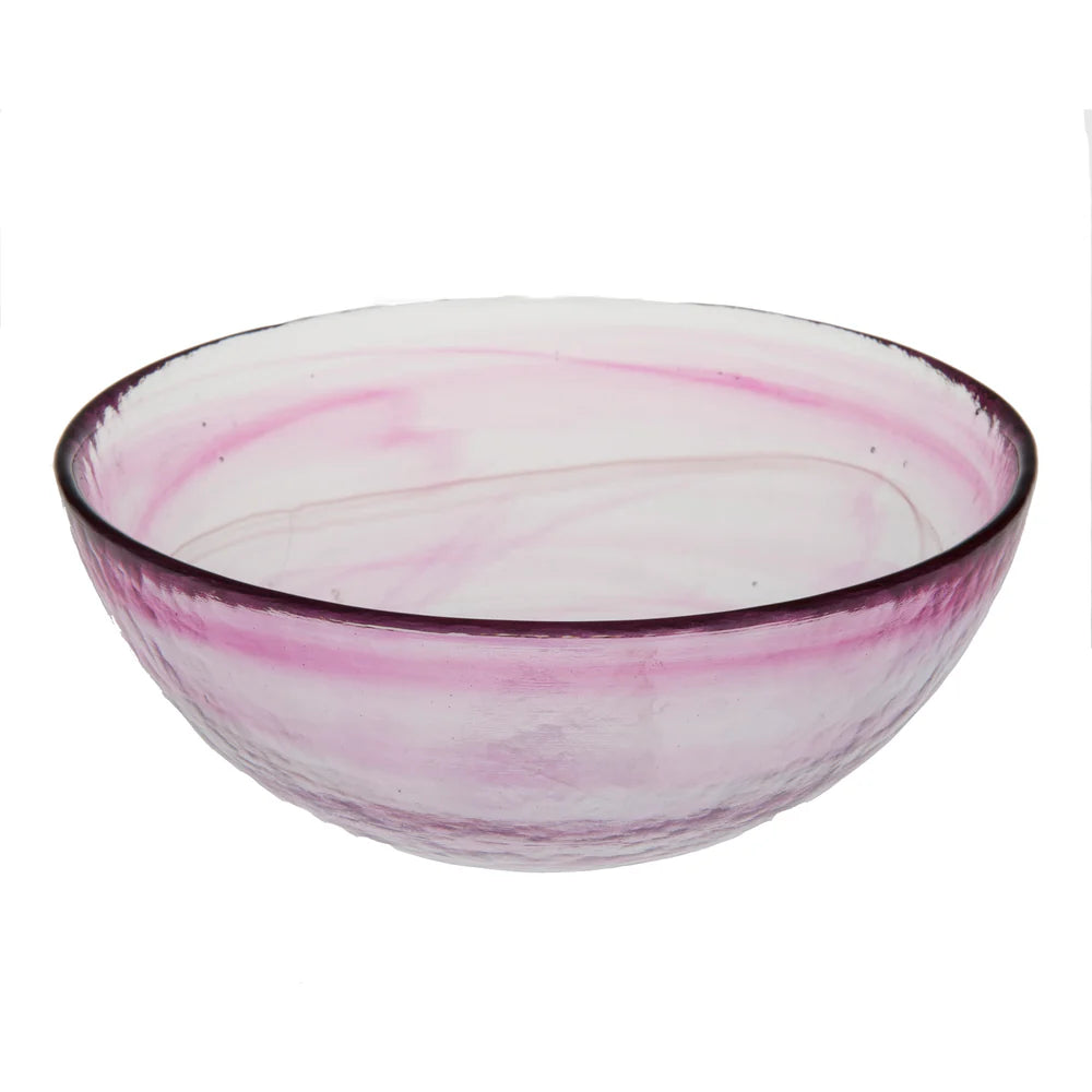 Stoneage Glass Bowl, Hot Pink Alabaster Finish, Set of 4