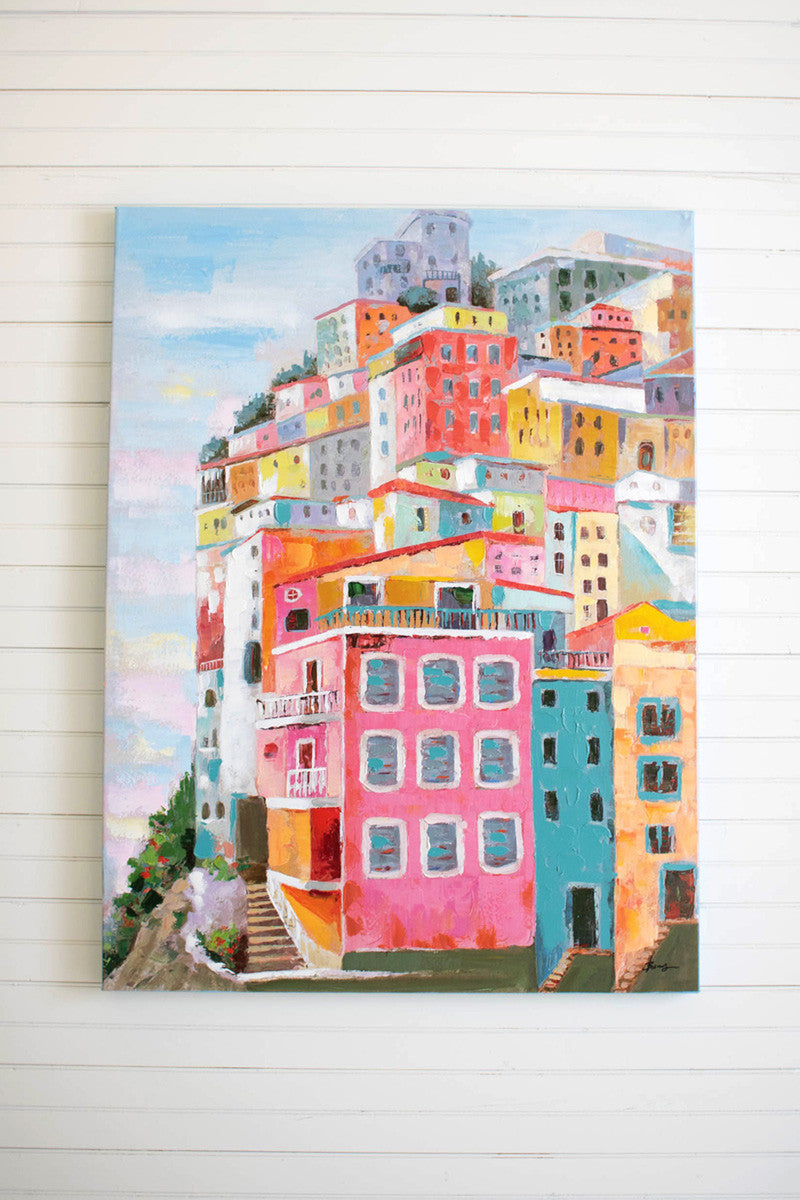 COLORFUL HOUSES OIL PAINTING