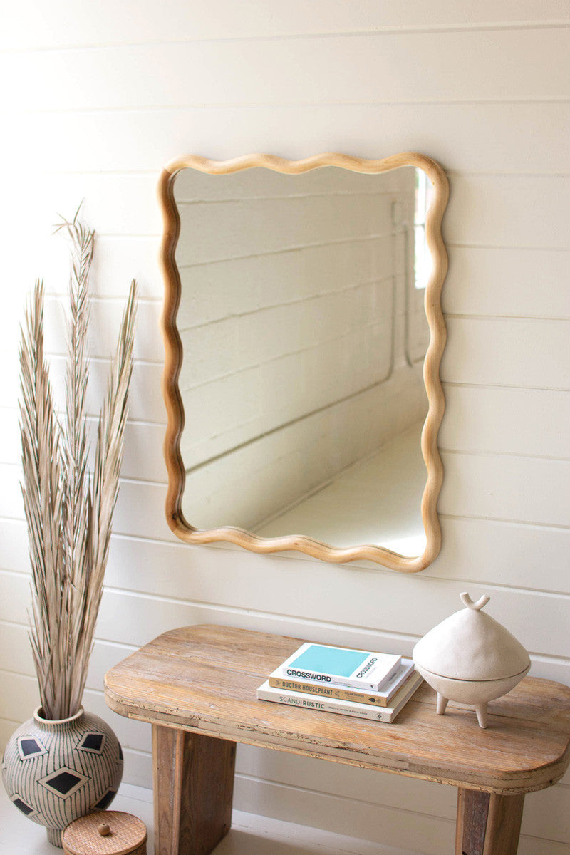 WOODEN SQUIGGLE FRAMED MIRROR