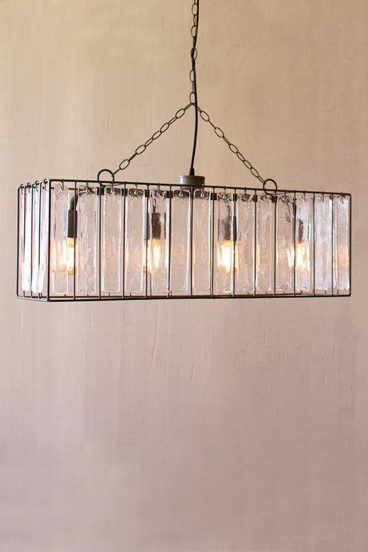 RECTANGLE PENDANT LIGHT WITH GLASS CHIMES