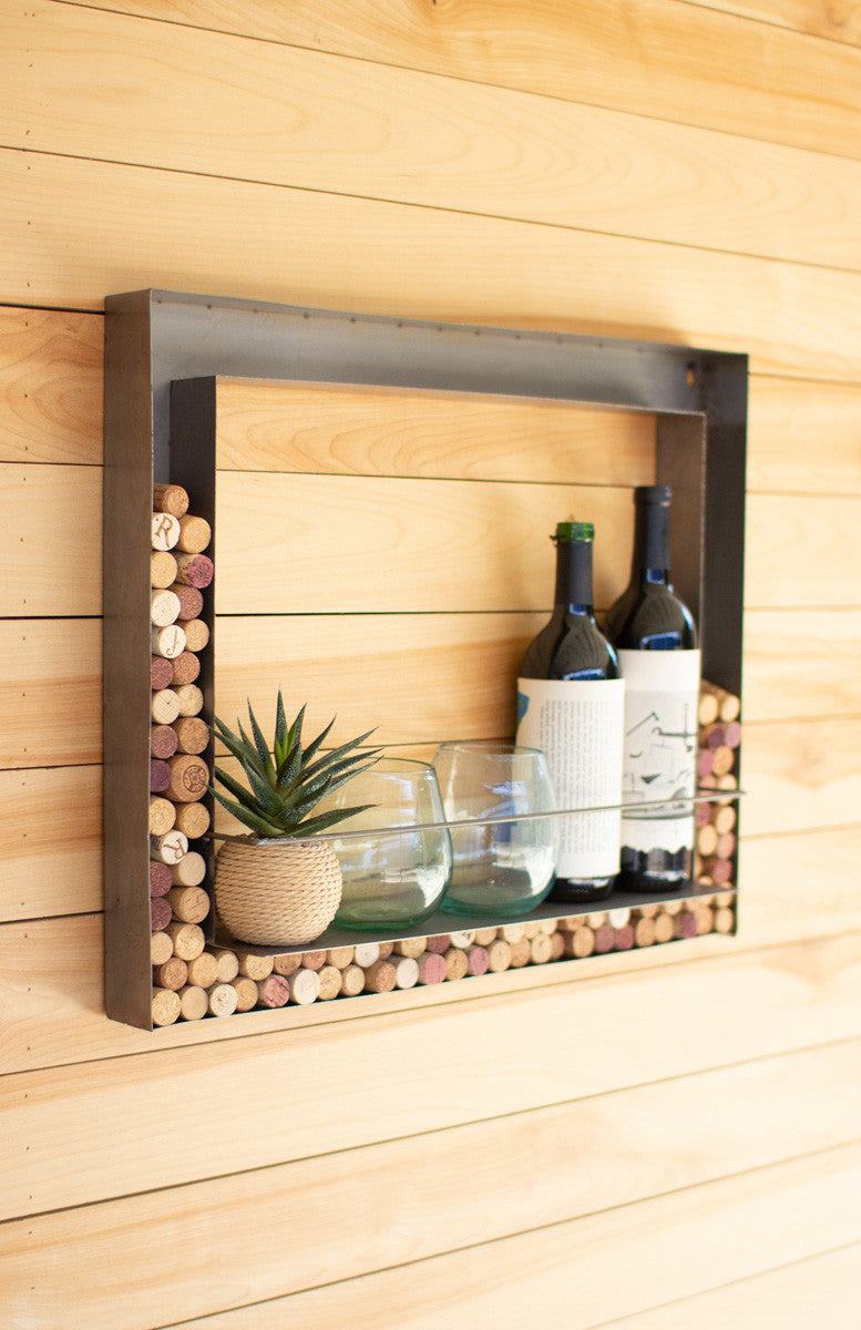 METAL WALL BAR AND WINE CORK HOLDER