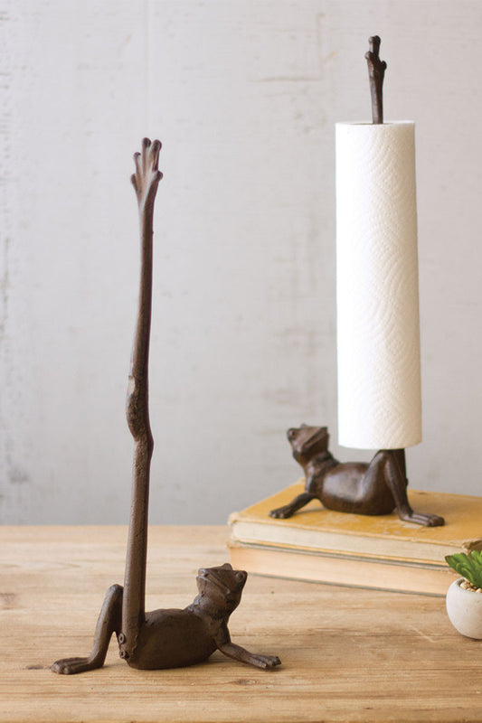 CAST IRON FROG PAPER TOWEL HOLDER