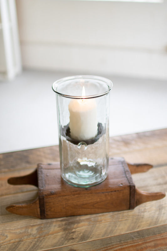 MINI GLASS CANDLE CYLINDERS W RUSTIC INSERT - MEDIUM