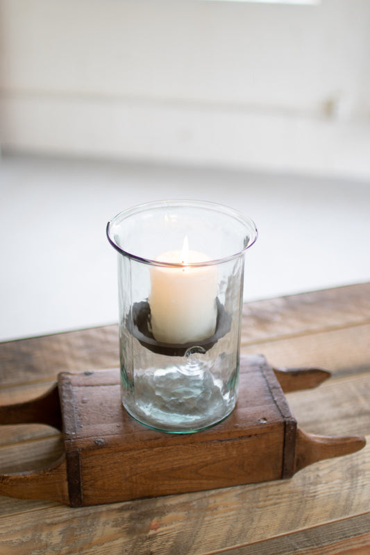 MINI GLASS CANDLE CYLINDERS W RUSTIC INSERT - SMALL