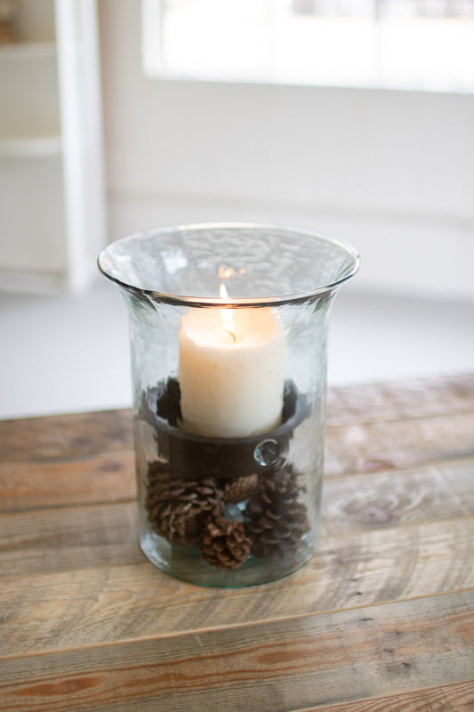 ORIGINAL GLASS CANDLE CYLINDER W RUSTIC INSERT - SMALL