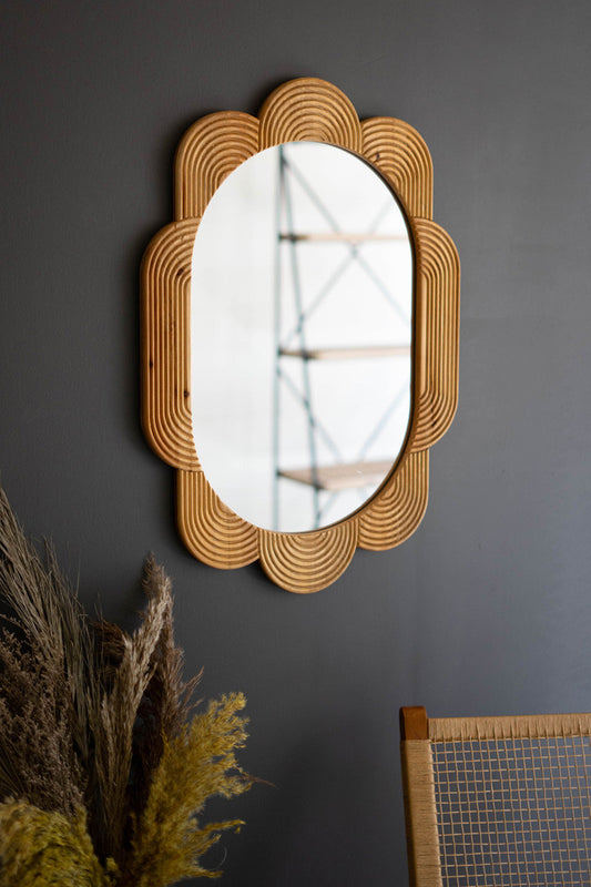 GROOVED WOOD FRAMED MIRROR