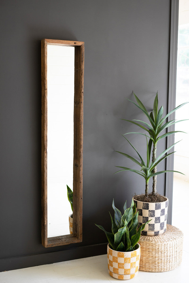 RECYCLED WOOD SHADOW BOX FRAMED MIRROR